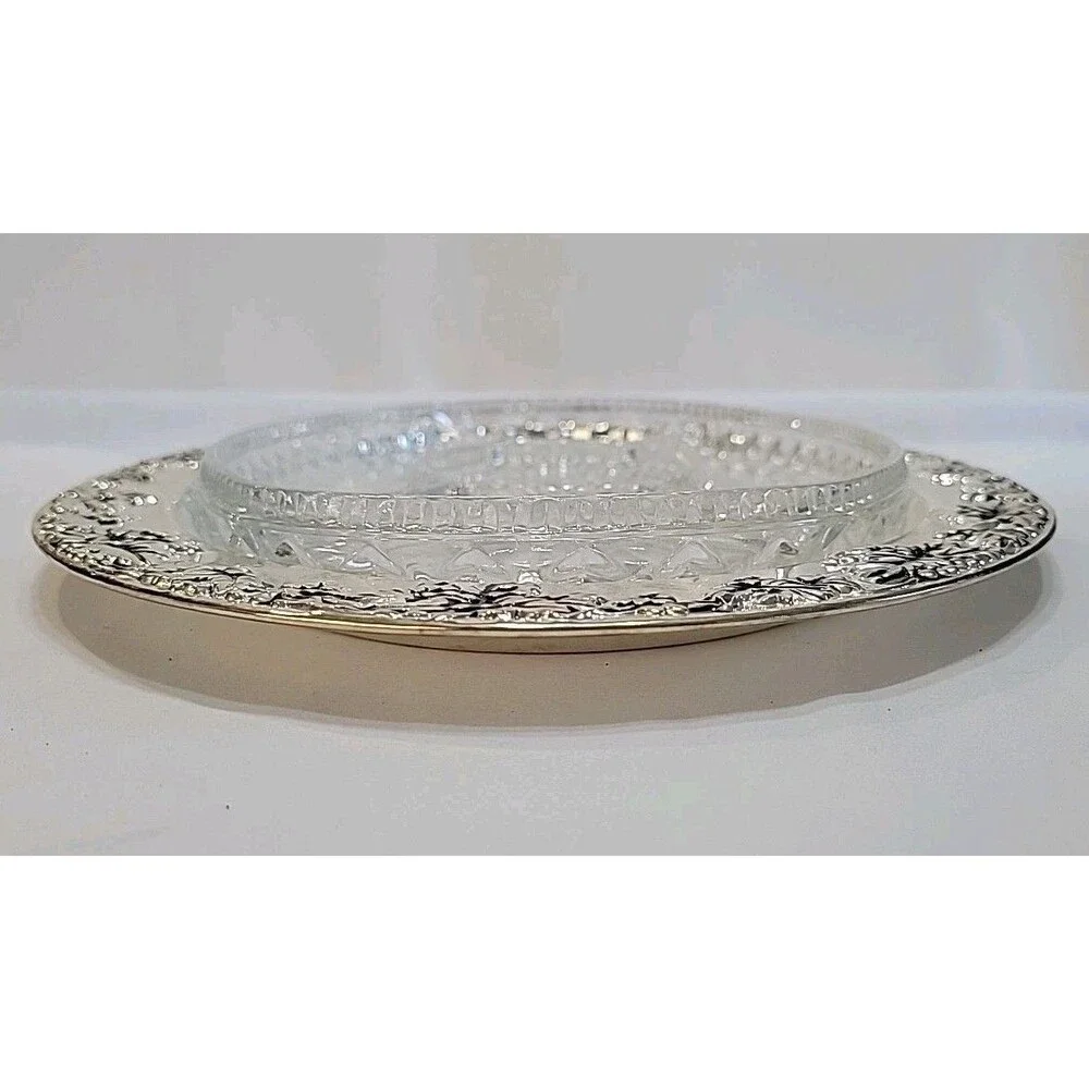 Vintage Godinger Paul Revere Silver Plated Grape Design Oval Relish Tray 6036